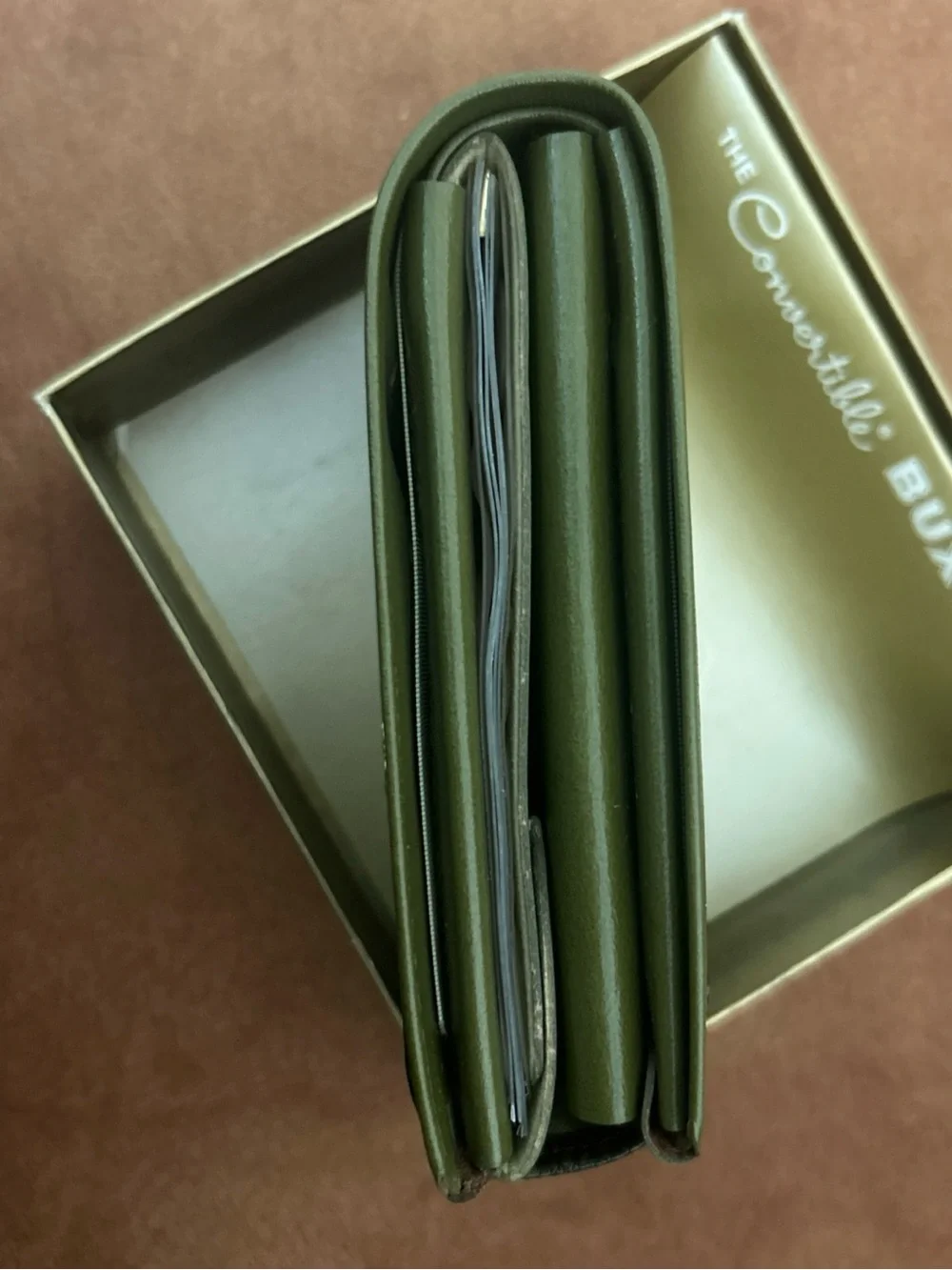 Buxton Convertible  Wallet Vintage Unused Box Split Leather